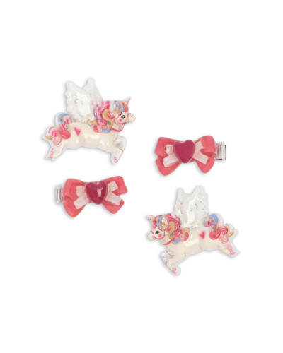 4 pack unicorn bow hair clips