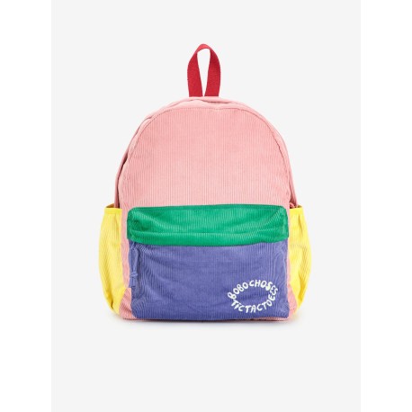 Tic Tac Toe color block corduroy school bag