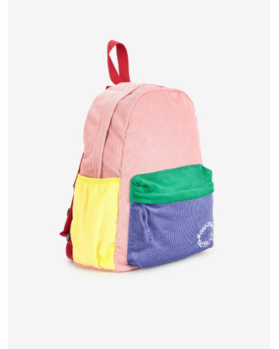 Tic Tac Toe color block corduroy school bag
