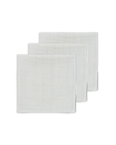 3 pack muslin cloth - Stripe blue