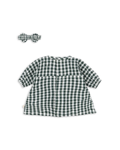 Doll clothing set - green check
