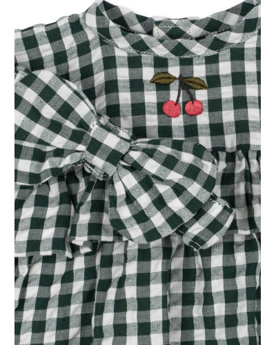 Doll clothing set - green check