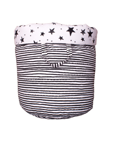 Storage basket L black stars and stripes