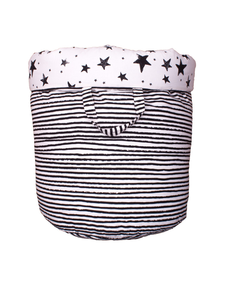 Storage basket L black stars and stripes