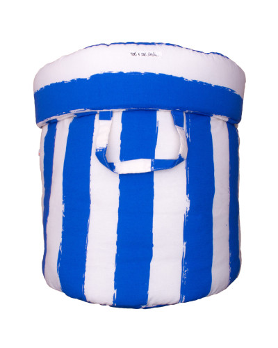 Storage basket L blue stripes