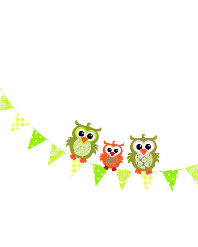 Owl with Branch, green