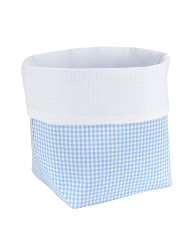Fabric Basket Check Light Blue