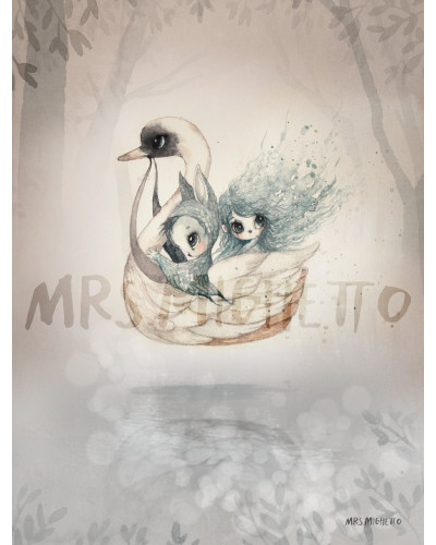Mrs. Mighetto 2 pack  "Miss Bianca" and "Swan boat"print