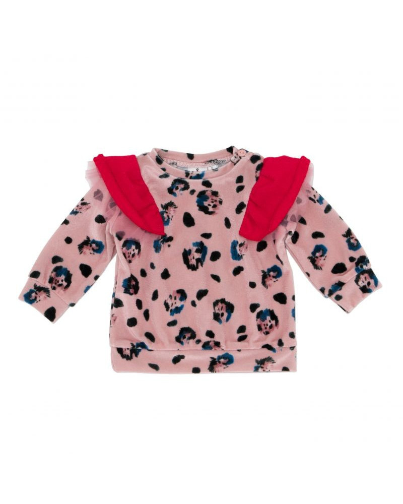 Baby Ruffle Sweater - leopard