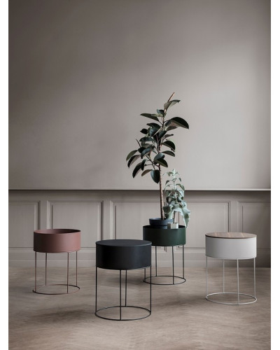 Plant box round - light grey